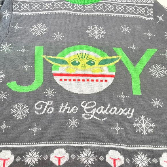 H&M Star Wars Grogu Yoda Joy To the Galaxy Holiday Sweater Size M Christmas - Picture 3 of 8
